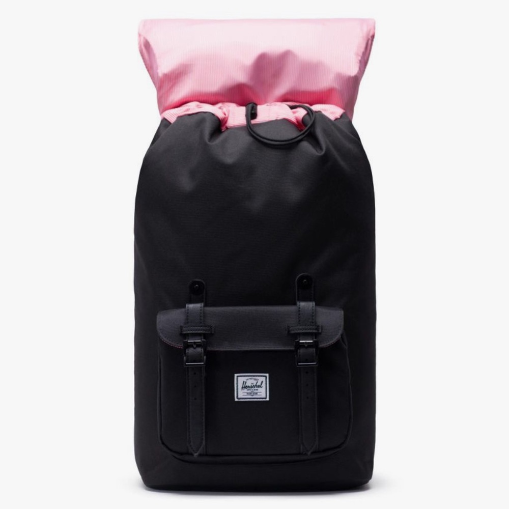 NEW Herschel Little America Backpack Standard 25L in Black/Tan Synthetic Leather